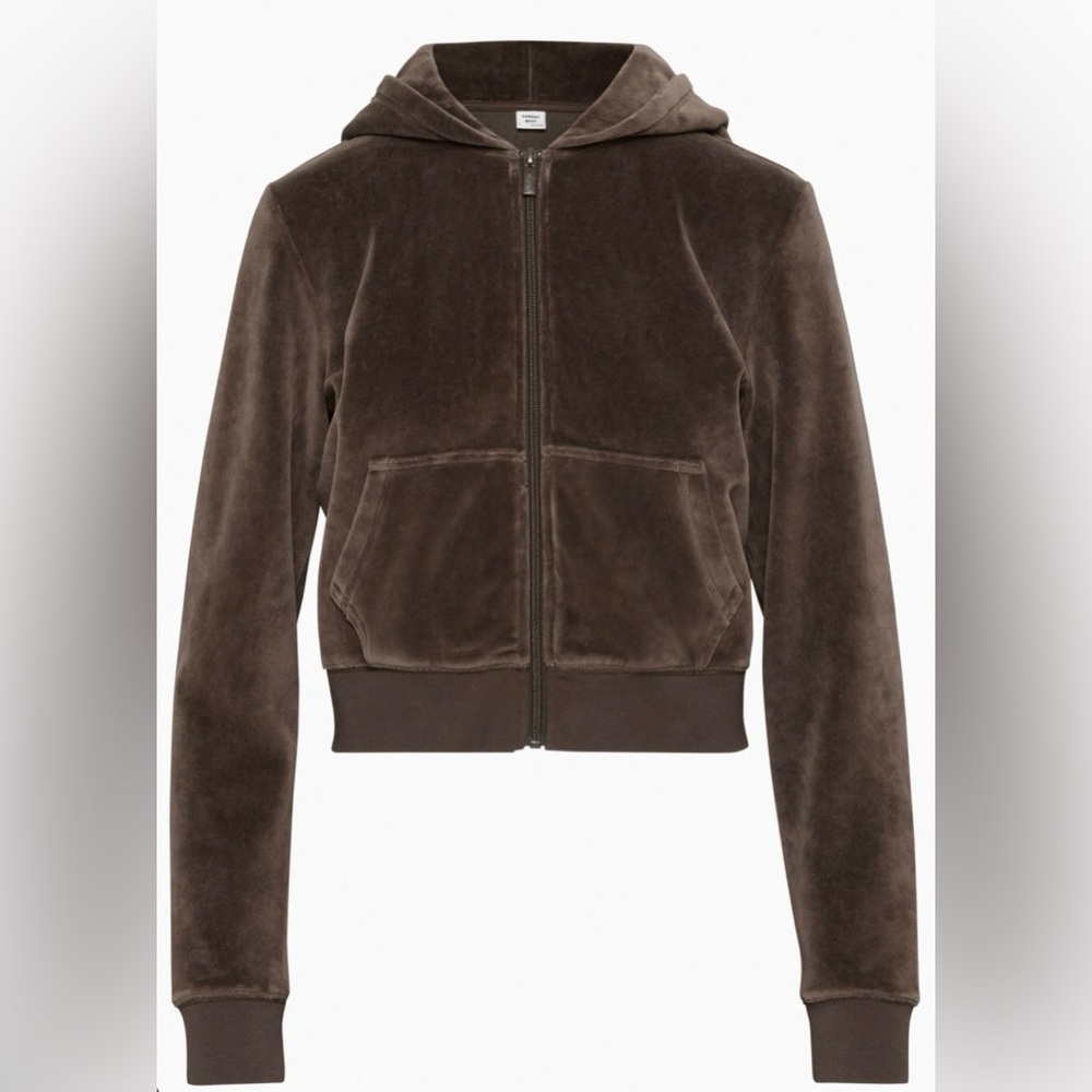 Keira Sweater - Sunday Best Brown Velour Zip-Up Hoodie